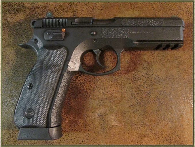 Image of CZ 75 with grip enhancements.