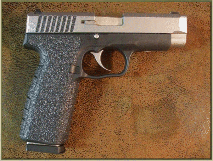 Image of Kahr CT45 with grip enhancements.