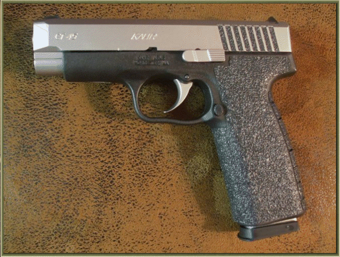 Image of Kahr CT45 with grip enhancements.