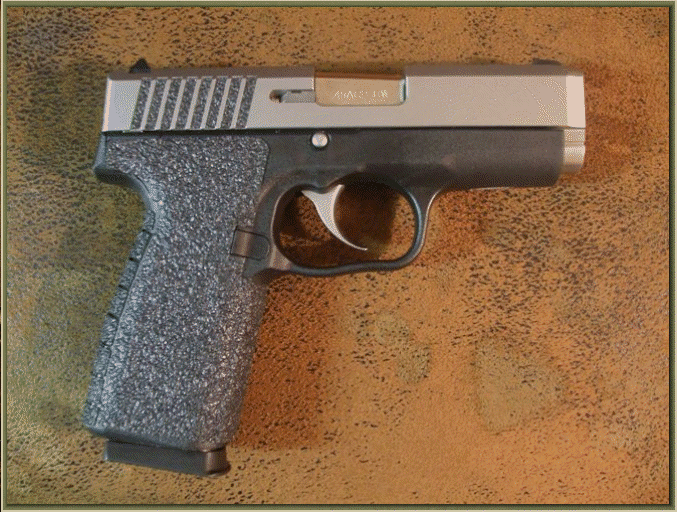 Image of Kahr CW45 and P45 with grip enhancements.