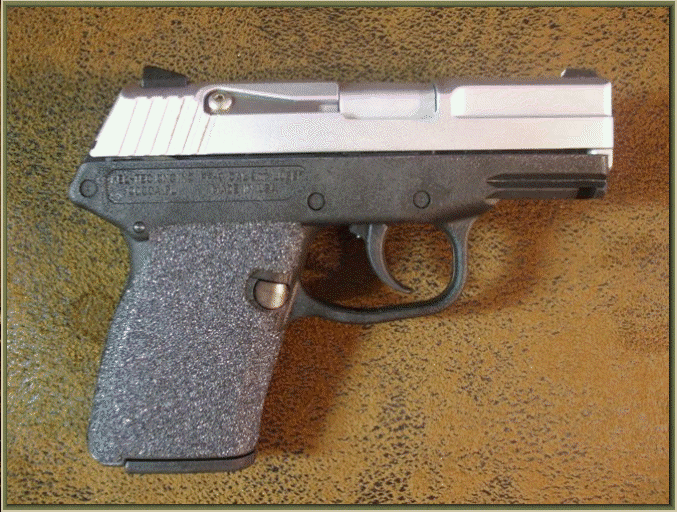 Image of Kel-Tec PF9 with grip enhancements.