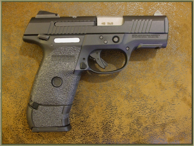 Image of Ruger SR9C/SR40C with grip enhancements.