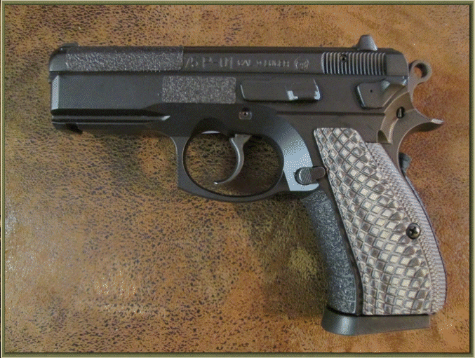 Image of CZ 75 P-01 Compact with grip enhancements.