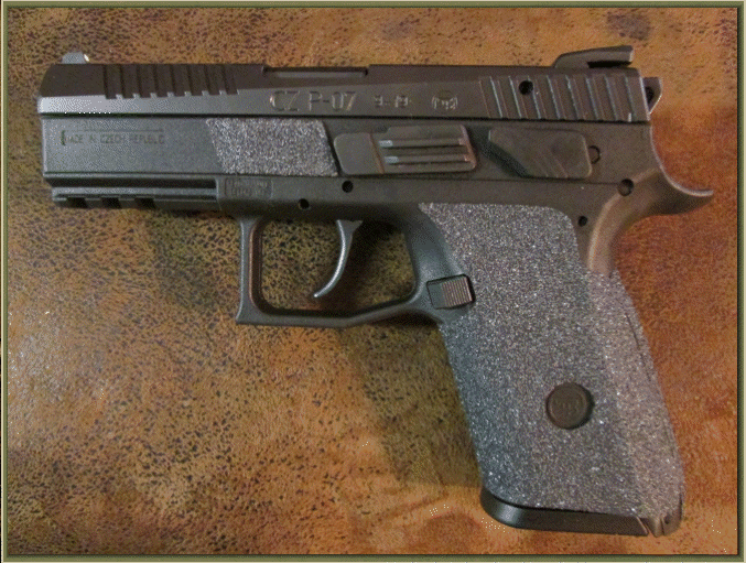 Image of CZ P-07 with grip enhancements.