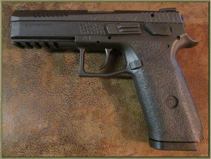 Image of CZ P-09 with grip enhancements.