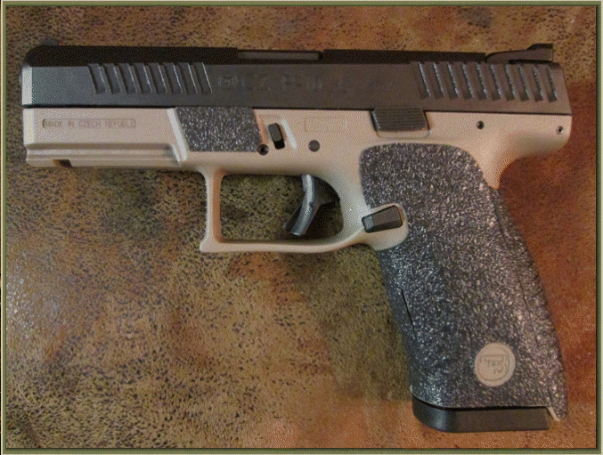 Image of CZ P-10 C with grip enhancements.