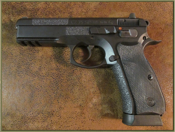 Image of CZ 75 with grip enhancements.