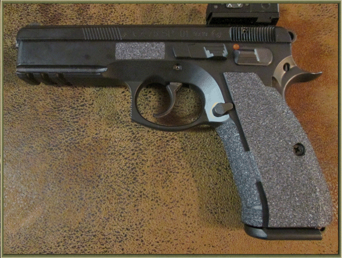 Image of CZ 75 with grip enhancements.