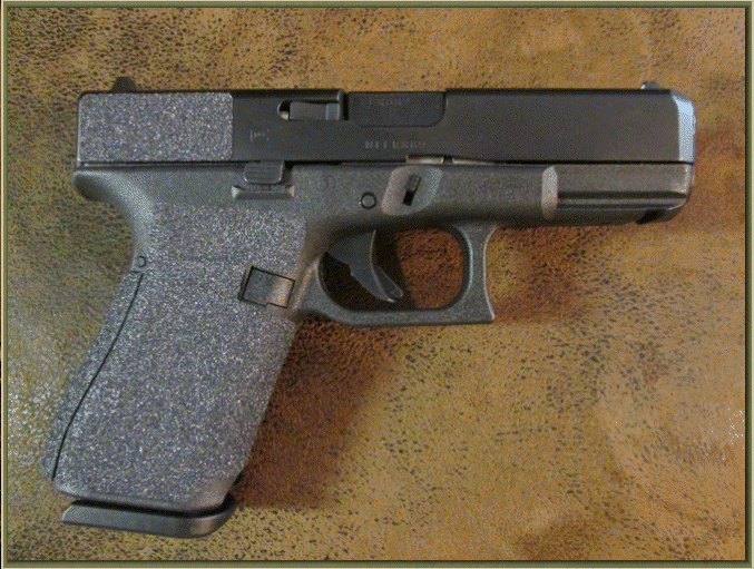 Image of Glock 19 - Gen 5 with grip enhancements.