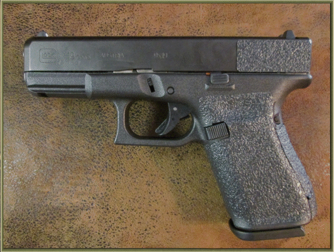 Image of Glock 19 - Gen 5 with grip enhancements.