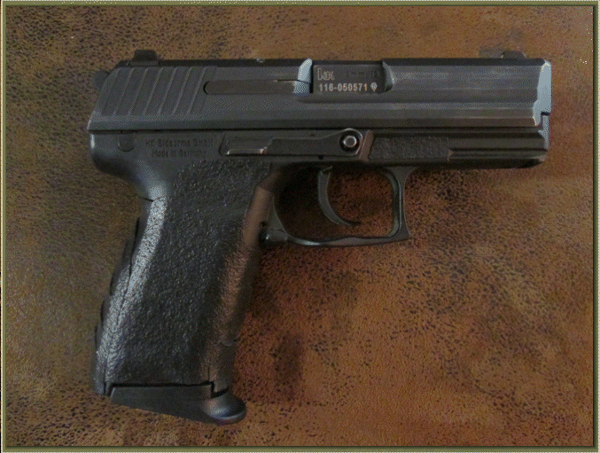 Image of Heckler & Koch P2000 with grip enhancements.