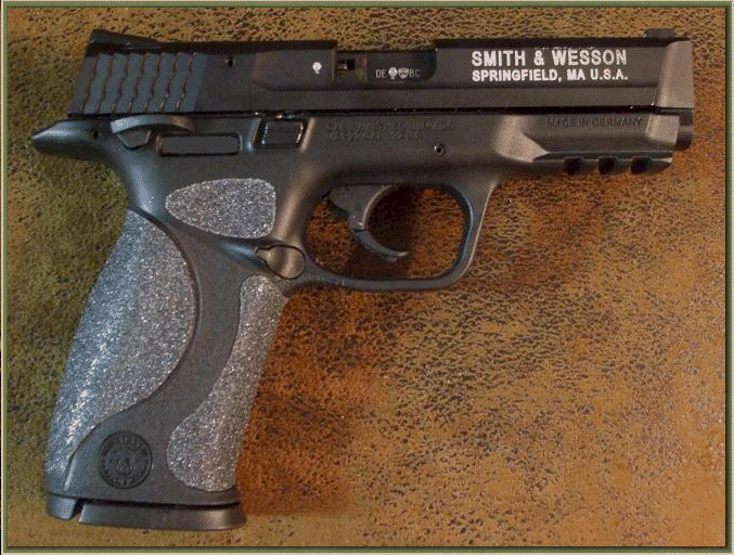 Image of Smith and Wesson M and P .22 Auto with Sand Paper Pistol Grips Installed - Right Hand View
