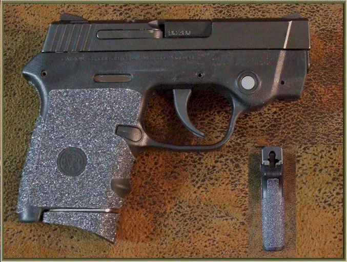 Smith and Wesson Bodyguard 380 With Sand Paper Pistol Grip Enhancements - Right Hand View