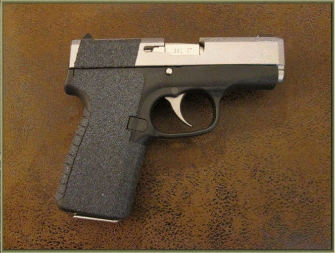 Image of Kahr CT380 with grip enhancements.