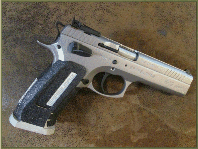 Image of SAR-USA (Sarsilmaz) K-12 Sport with grip enhancements.