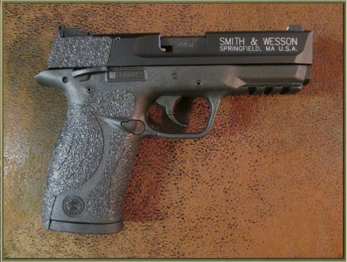 Image of Smith and Wesson M and P 22 Long Rifle Compact with grip enhancements.